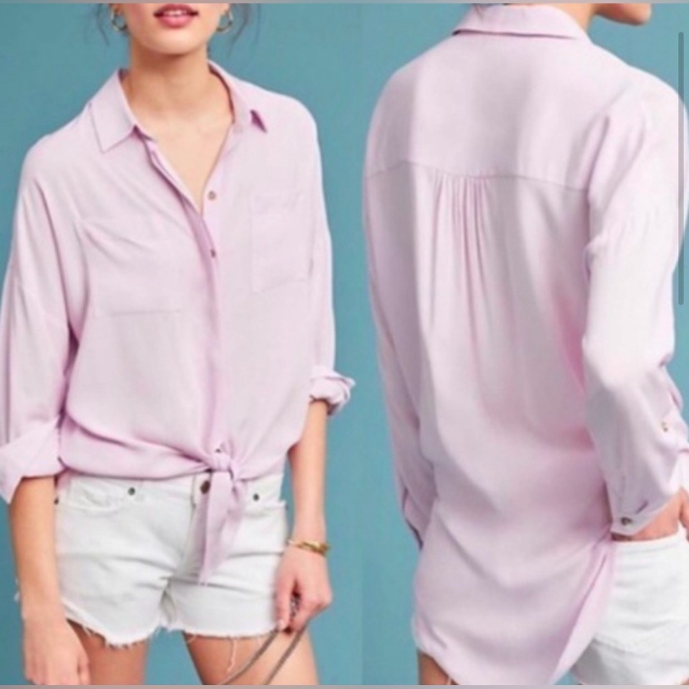 Anthropologie | NWOT - Maeve Sandbridge Tie-Front Button Down - Size X-Small